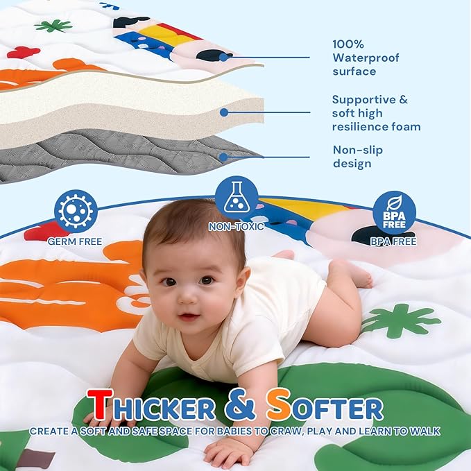 RONGFA Baby Play Mat for Floor, 71'' x 59'' Thicken Foam Soft Padded Mat for Baby, Playpen Mat for Toddlers Infant Kids, Machine Washable, Non-Slip Bottom Safe for Crawling (Number)