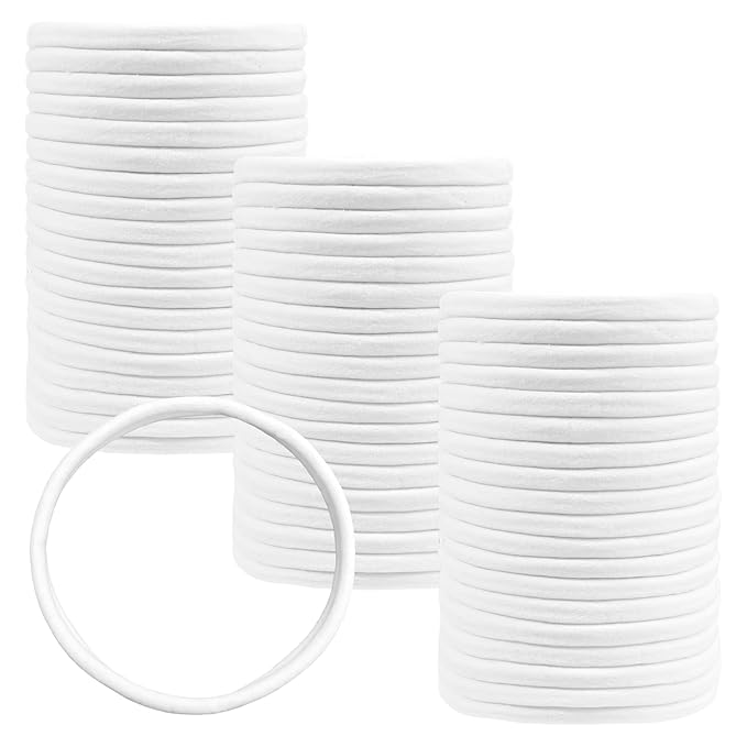 Qearl 60 Pack Soft Stretchy DIY Nylon Headbands Hair Bands Bows DIY Accessory for Newborn Baby Girls