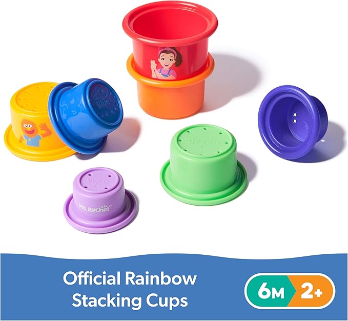 Ms. Rachel Official Rainbow Stacking Cups 7-Pack, Educational Toys & Toddler Toys for Girls & Boys Ages 6 Months to 2+ Years