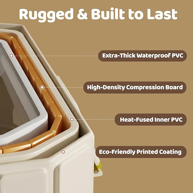 Collapsible Baby Bathtub for Newborn to Toddler, Foldable Toddler Bathtub with Drain Plug, Non-Slip Portable Infant Bath Tub for Travel, Storage & Outdoor Use, Beige