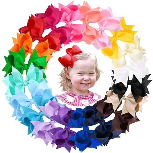 20PCS Oaoleer 4.5inch Grosgrain Ribbon Layered Bows Alligator Clips, Hair Accessories for Baby Girls, Toddlers, Kids, and Teens (Style-A)