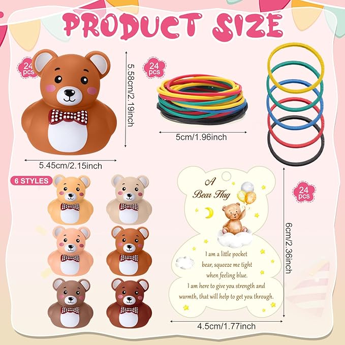 HyDren 72 Pcs Rubber Bear Party Favors Includes Squeak Floating Bath Toys Bulk Cards with Elastic Bands Small Rubber Ducks(Duck Shape)