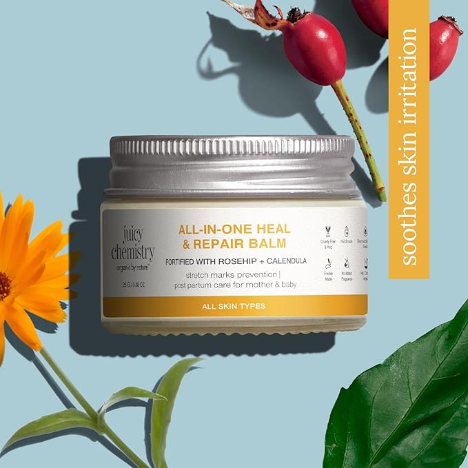 Juicy Chemistry Rosehip, Coconut & Calendula Organic Diaper Rash Balm For Soothing Baby Skin Irritation, 25 Gm