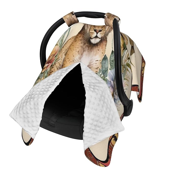 Personalized Winter Carseat Cover for Baby Custom Name Car Seat Canopy for Newborn Baby Boys Girls 2 in 1 Mom Nursing Breastfeeding Covers Lion Minky Baby Carrier Stroller Covers