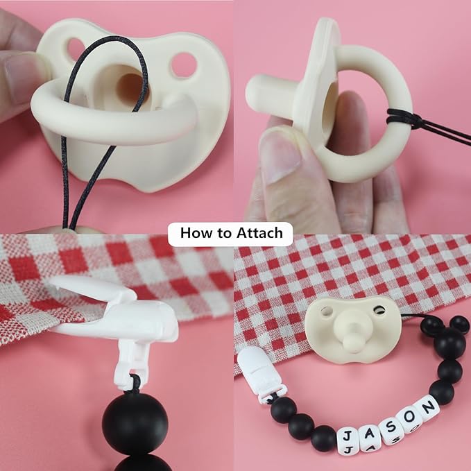 Personalized Pacifier Clip with Name, Customized Pacifier Clip with Name for Baby, Pacifier Holder with Cute Mouse Head