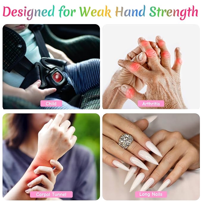 Buckle Release Tool, Easy Unbuckle Tool Button Pusher for Older Kids, Seniors, Long Nails, Quickly Unbuckle Your Kids in School Drop-Offs and Travel, Fits 5 Point Harness & All Button Buckles