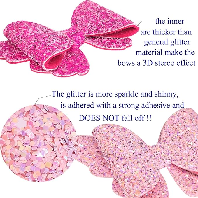 Yazon Baby Girls Glitter Bows Clips Sparkly Butterfly Bows Hair Clips for Toddler Kids Teens 8pcs