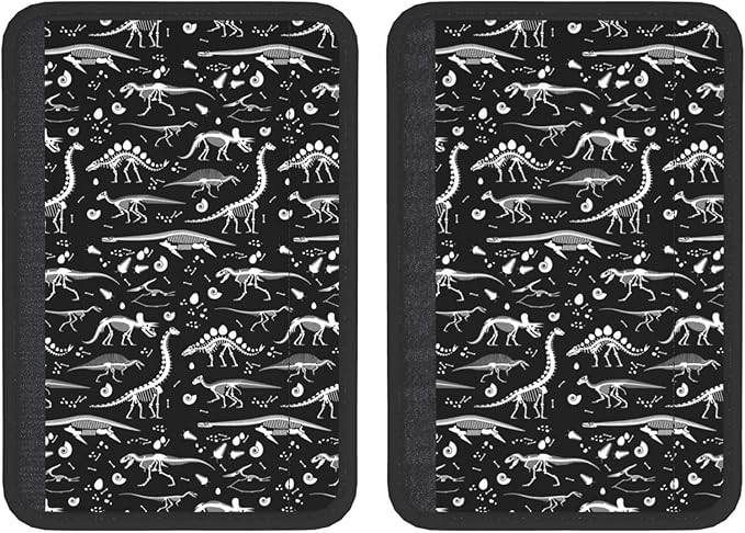 Black White Dinosaur Skeleton Seat Belt Cover Fits Cars Trucks SUV Sedans Air Permeability Car Seatbelt Strap Cover, Auto Interior Accessories Protector