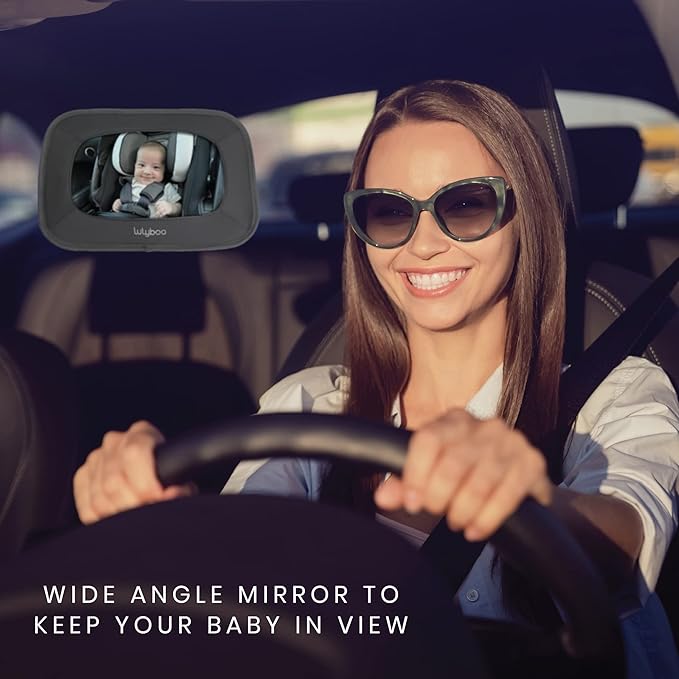 Lulyboo Baby Mirror for Car, Adjustable Rear Facing Back Car Seat Mirror, Black