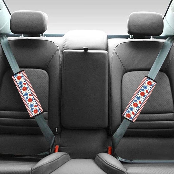 Car Seat Belt Cover Pad,Soft Comfortable Shoulder Seatbelt Pads Cushions for Adults and Children Auto Decor,Striped Flower