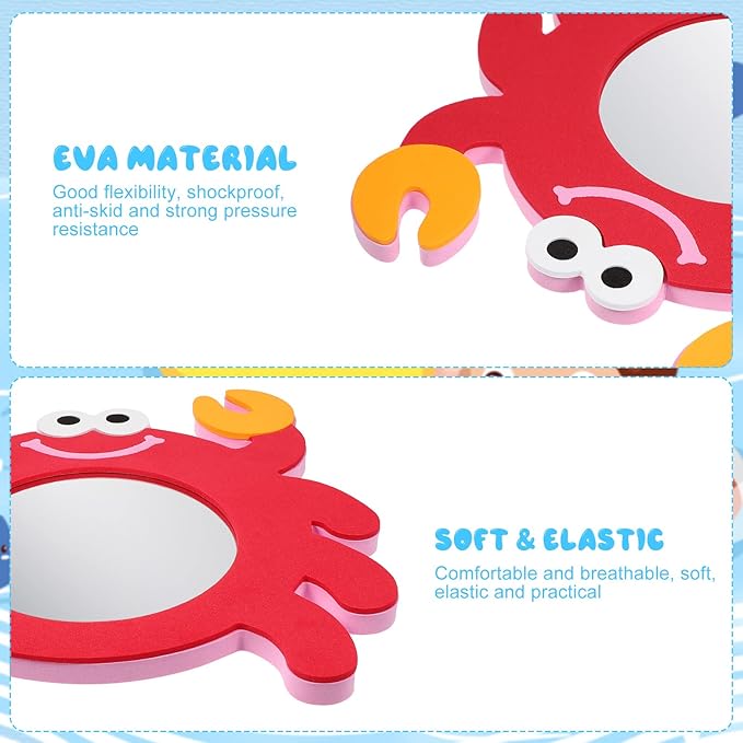 TOYANDONA EVA Bathing Toy Shower Toys for Toddlers 1-3 2pcs Mirror Bath Toys, Baby Mirror Frog Crab Bath for Toddlers Kids Bathtub Bathtime Baby Water