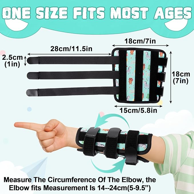 2 Pcs Thumb Sucking Deterrent, Green Forest Elbow Thumb Guard for Thumb Sucking, Nail Biting Treatment for Kids Prevention Anti Nose Picking for Boys Girls Finger Sucking Prevention