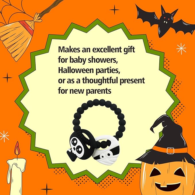 My First Halloween Baby Teething Toy and Llama Silicone Baby Teether Set- Spooky Teethers, Pumpkin Rattle, Ghost Teether(2 Pieces)
