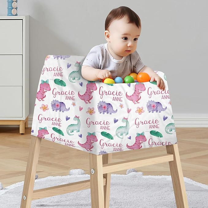 Personalized Baby Car Seat Cover Stroller Canopy: Custom Name Newborn Baby Boy Girl Elastic Animals Nursing Cover for Moms First Birthday Gift Pink Dinosaur(one Size)
