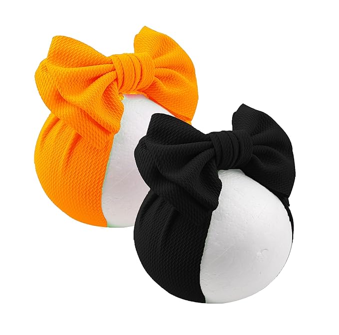 Bows for Baby Girls Headband, Newborn Bows Headbands Baby Hair Bows Hairbands Hair Accessories.(FD104-Orange Black)