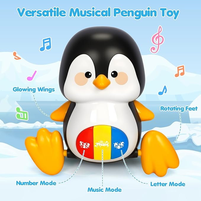 Baby Toys 6-12 Months, Musical Penguins Crawling Infant Toys, Early Learning Toy for Tummy Time with Light & Sound, Birthday Gifts for Babies Newborn Boys Girls 6 7 8 9 10 11 Months 1 Year Old