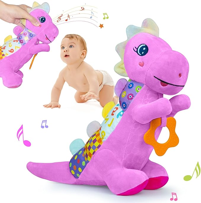 Holaxander Baby Boy Gift Set for 0-12+ Months (1 * Baby Dino Musical Toy & 1 * Musical Plush Rabbit Toy)