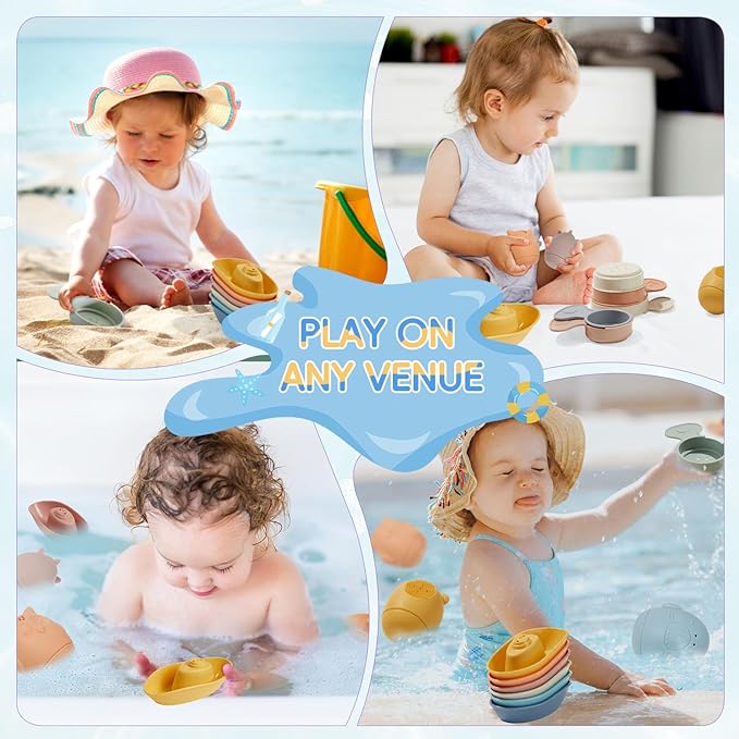 Baby Bath Toys 16 Pack Easy-Clean & Squeezable Silicone Bath Toys for Babies 6-12 Months Mold Free Bath Toys Toddlers 2-4 Bathtub Water Pool Toys