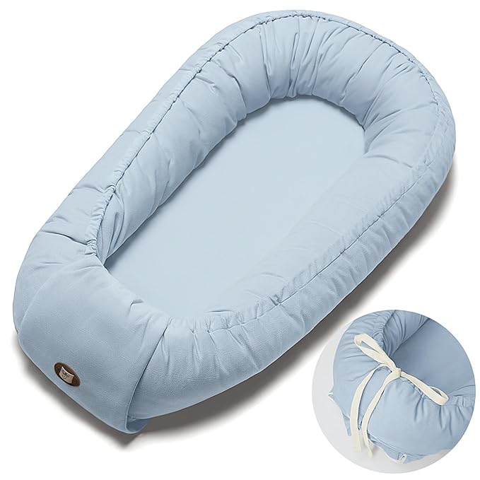 Baby Lounger, Adjustable Baby Lounger for Newborn 0-24 Months, Breathable & Soft Infant Lounger,Tummy Time Lounger for Home and Travel,Baby Girls & Boys Babies Stuff, Mother's Day Gift for Her, Blue