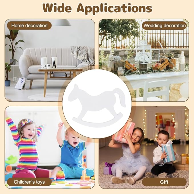 ULTNICE Small Wooden Rocking Horse Kids Toys - White