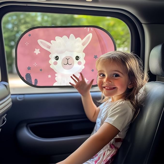 Bulopur Cute Sheep Window Shades for Car Car Sun Shade Side Window 2 Pack Easy to Install Window Shade Baby in Car Glare Shield Protection for Most Vehicle, SUV, Truck, Car