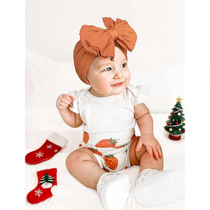 Niceye Handmade Baby Headbands Soft Stretchy Nylon Hair Bands with Bows for Newborn Infant Baby Toddler Girls- Pack of 6