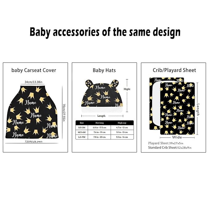 Personalized Name Baby Car Seat Cover Stroller Canopy Nursing Cover, Customized Crown Breastfeeding Scarf for New Mom, Infant Carrier Cover Car Coverage, Shower Gifts for Newborn Girls Boys