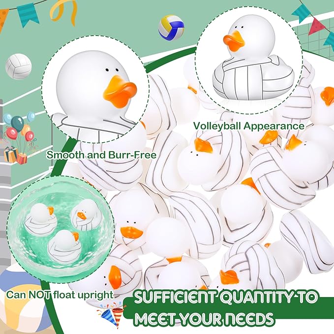 Deekin Rubber Ducks 2 Inch Bulk Sport Party Favors for Team Events Decorations Birthday Party Supplies Club Player Gift(50 Pcs,Volleyball)