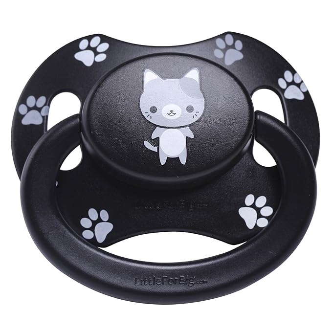 LittleForBig Bigshield Generation-II Big Sized Pacifier Printed Set - Black Kitty and White Puppy