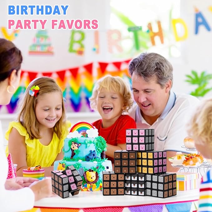 48 Pack Animals Mini Cube Bulk, 1.18 Inch 3x3x3 Small Puzzle Cubes Set, Animal Themed Birthday Party Favors, Classroom Rewards Prizes, Stocking Stuffers, Easter Basket Fillers for Kids