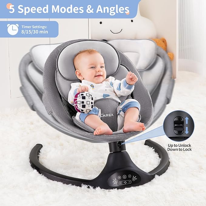 Larex Electric Baby Swing for Infants & Bottle Warmer Remote Control Indoor Baby Rocker with 5 Sway Speeds,1 Seat Positions Fast Baby Bottle Warmer for Breastmilk and Formula
