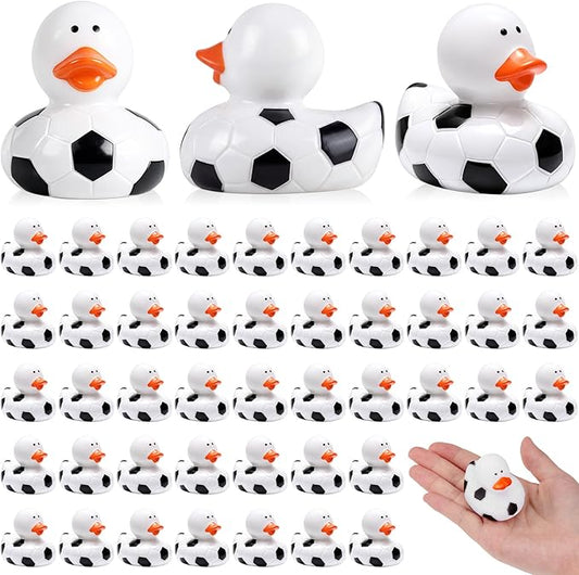 Deekin Rubber Ducks 2 Inch Bulk Sport Party Favors for Team Events Decorations Birthday Party Supplies Club Player Gift(24 Pcs,Soccer)