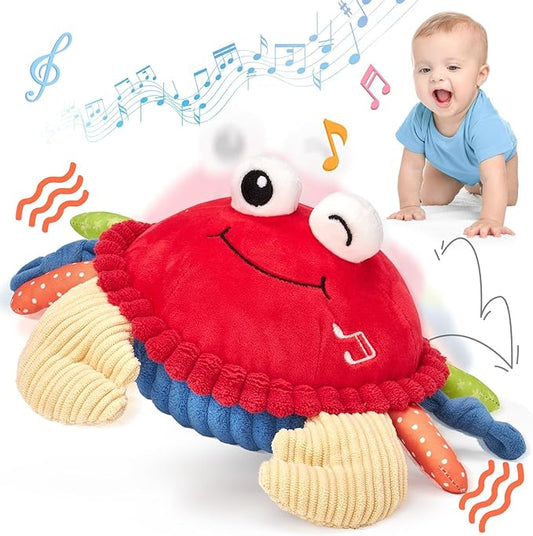 hahaland Baby Toys 6+ 12-18 Months - Crawling Musical Dancing Walking Moving Bouncing Learning Crab Tummy Time Toy Sensory Toddler Toys for 1-3 Year Old Birthday Easter Basket Stuffers