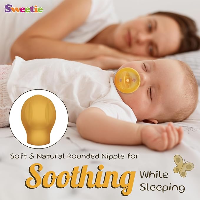 SWEETIE Rubber Pacifier Natural Rubber Pacifier Rounded (Natural Color, 6-12 Month)