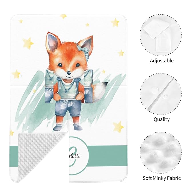 Personalized Baby Car Seat Cover Winter Custom Minky Carseat Cover Boy Girls with Name Fox Carseat Canopy Customized Car Seat Canopy Infant Carrier Covers Nursing Cover Toddler Blanket