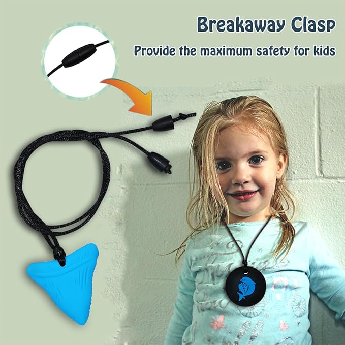 Chew Necklaces for Sensory Kids 6 Pack, Silicone Chew Necklace Sensory Toys for Kids with Autism, Anxiety, ADHD, Sensory Chew Toys for Boys Girls Children Chewing Fidgeting