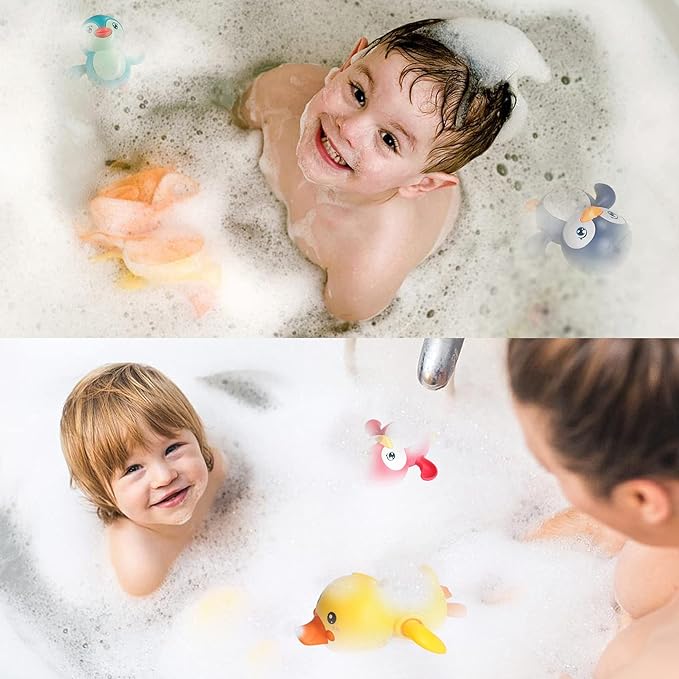 Baby Bath Toys 4 Pack Penguin Duck Wind Up Toys for Toddlers 1-3 Year Old Bathtub Toys for Baby Floating Pool Games Water Toys Swimming Bath Toys for Toddlers Kids Boys Girls 1 Years Old