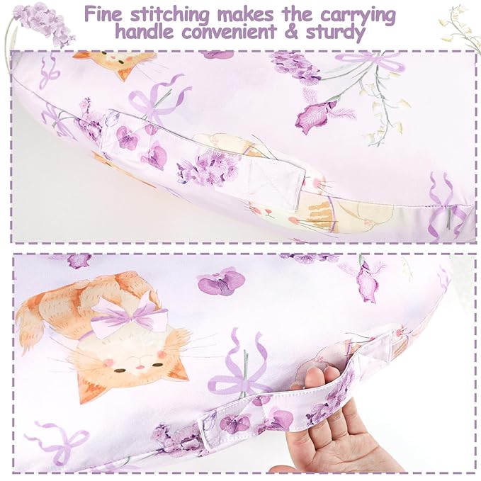 Newborn Lounger Cover Baby Girls Boys, Ultra Soft Comfortable Flower Infant Lounger Pillow Slipcover, Easy Removal and Machine Washable, 1 Cover Only (Cute Cat)