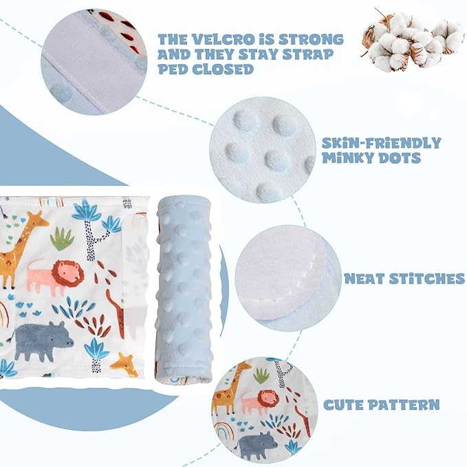 Car Seat Strap Covers for Babies Soft Car Seat Belt Covers, Mink Car Seat Straps Shoulder Pads for Boys and Girls, Blue