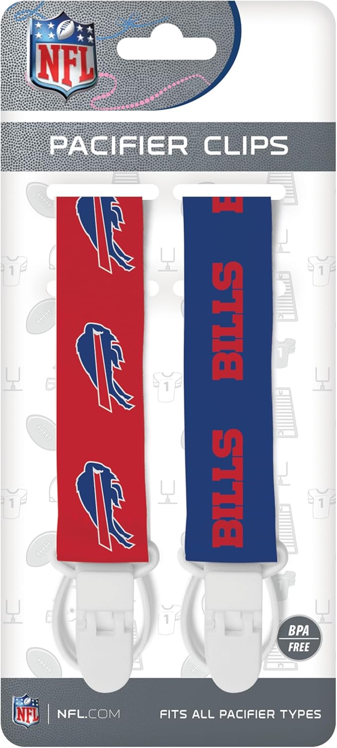Baby Fanatic Officially Licensed Unisex Pacifier Clip 2-Pack - NFL Buffalo Bills - Officially Licensed Baby Apparel