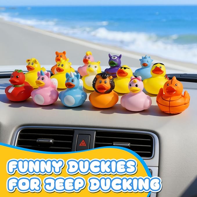 200 Pcs Rubber Ducks, Random Assortment Ducks Bulk for Jeeps Ducking, 2" Mini Rubber Duckies for Baby Toddler Bath Toys, Kids Pool Toys Birthday Gifts Party Favors