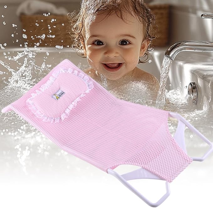 Bathroom Shower Support Seat Pad 58x28x4.2 Cm Baby Bath Support Net PP and Mesh Adjustable Antiskid Bathing Net Cushion Comfortable Soft Cushion for 0-6 Months Old Toddler Girls