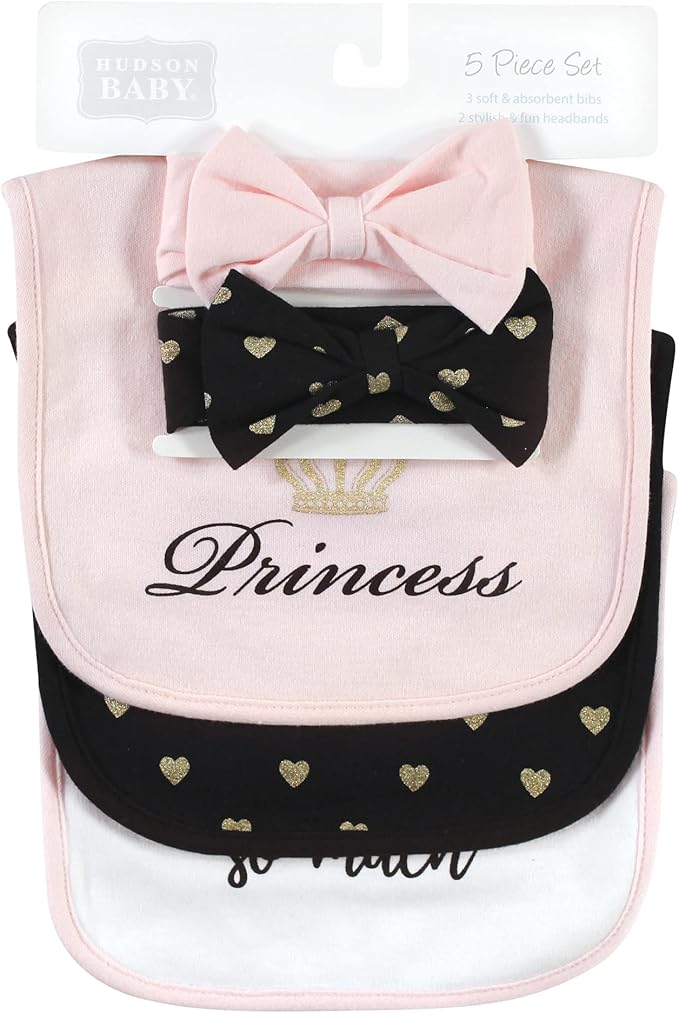 Hudson Baby Unisex Baby Cotton Bib and Headband Set