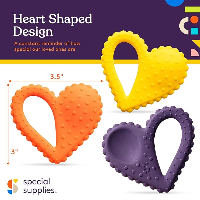 Special Supplies Teether Heart Spoon Oral Motor Therapy Tools, Textured Stimulation and Sensory Input Treatment for Babies and Toddlers, BPA Free Silicone, Dual Use Spoon Plus Teether