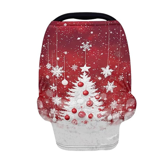 AFPANQZ Christmas Tree Print Stretchy Baby Car Seat Covers Nursing Breastfeeding Cover Breathable Multiuse Infant Carseat Canopy Stroller Cover Scarf All Seasons