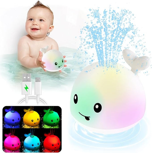ANGGIKO Baby Bath Toys, Toddler Bath Toys for Kids Ages 1-3, Easter Basket Stuffers for Baby, 1 2 3 Year Boy Girl Gifts Baby Toy 6-12-18 Months Light Up Whale Bath Toy Sprinkler Bathtub Pool Water Toy