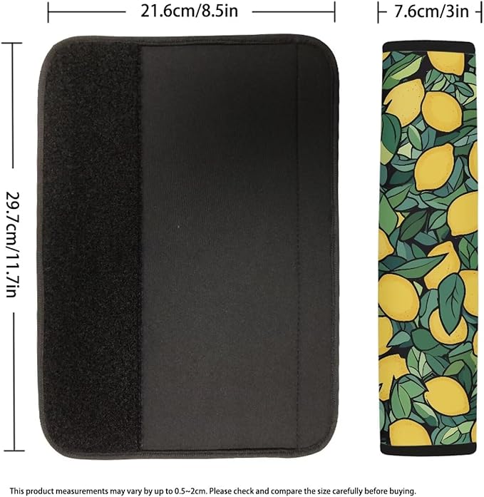 2-Piece Seatbelt Covers for Car Seat,Soft Comfortable Auto Seat Belt Protector Seatbelt Shoulder Pad for Women Men Yellow Lemon Pattern