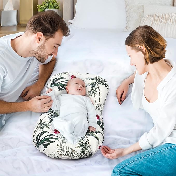 Ultra Soft Baby Lounger Cover | Mexxi 100% Hypoallergenic Stretchy Baby Nest Cover for Newborn (Cover Only) (White Orchid)