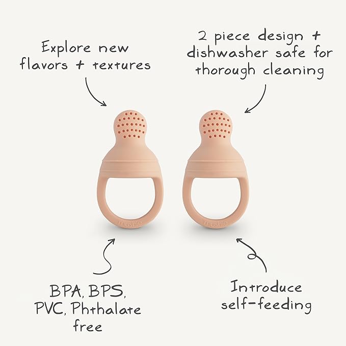 mushie Silicone Baby Fresh Fruit & Food Feeder Pacifier | 6 Months+ (Soft Lilac)