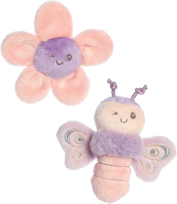 Ebba™ Playful Flutterflies™ Flutterfly™ Rattle & Crinkle Set Baby Stuffed Animal - Sensory Delight - Imaginative Play - Purple 4 Inches
